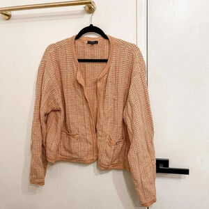 J. Crew pink and cream knit cardigan size XL